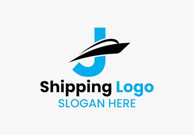 Litera J Wysyłka Logo żaglówka Symbol Statek Morski Ikona żaglówka