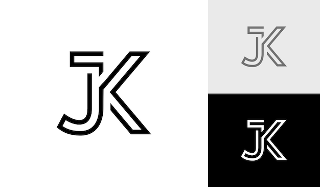 Litera Jk Monoline Początkowy Monogram Logo Wektor Projektu