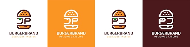 Litera Jp I Pj Burger Logo Odpowiednie Dla Każdej Firmy Związanej Z Burgerem Z Inicjałami Jp Lub Pj
