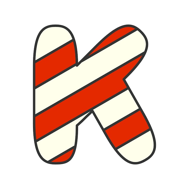 Litera K Candy Cane Ilustracji Wektorowych