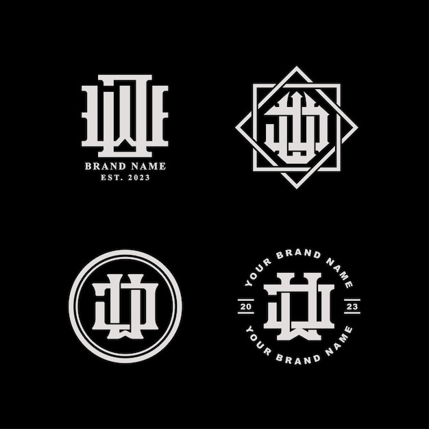 Plik wektorowy litera kolekcji monogramów jw lub wj w stylu interlock dla markowej odzieży odzieżowej streetwear