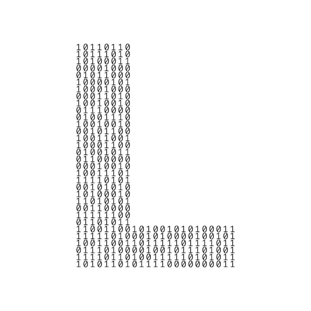 Plik wektorowy litera l wykonana z tła technologii cyfr kodu binarnego