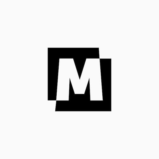 Litera M Lettermark kwadratowa początkowa ujemna przestrzeń Logo wektor ikona ilustracja