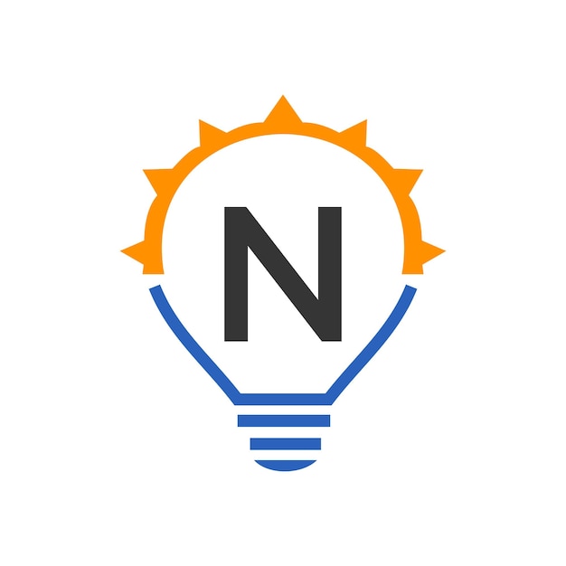 Litera N Elektryczne Logo Litera N Z żarówką Szablon Wektor Energii Eko Energii Energii Elektrycznej Pomyśl Pomysł Inspiracja Koncepcja Recyklingu Energii
