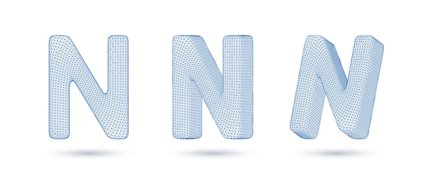 Plik wektorowy litera n model szkieletowy wysoki wielokątny zarys ilustracji wektorowych w stylu low poly