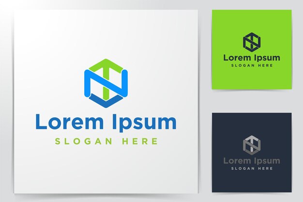 Litera NT sześciokąt Logo inspiracja na białym tle