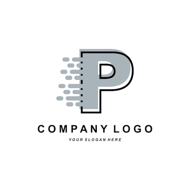 Litera P logo marki korporacyjnej projekt ilustracji wektorowych czcionki