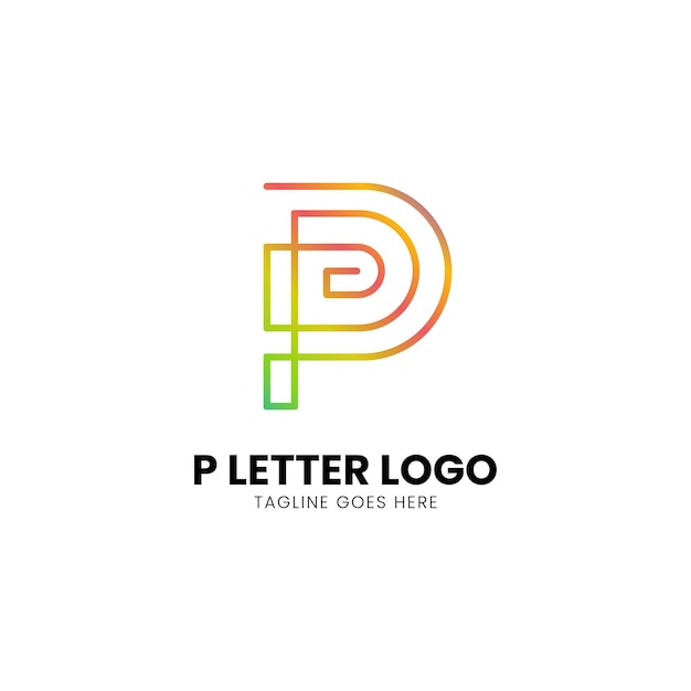 litera p logo nowoczesny początkowy kolor gradientu naturalny wektor ikona ilustracja projekt zapasów