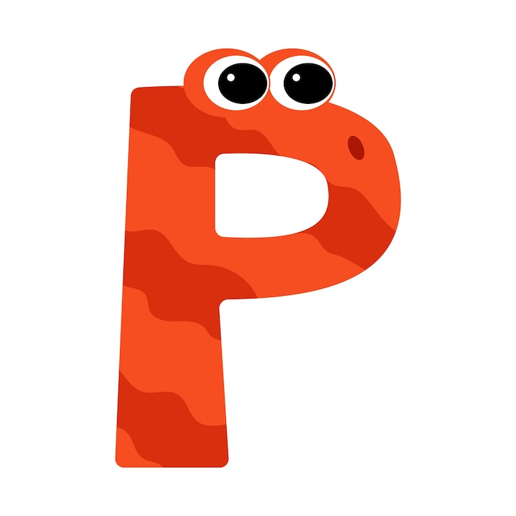 Wektor litera p. symbol z alfabetu potwora. na białym tle. ilustracja wektorowa.