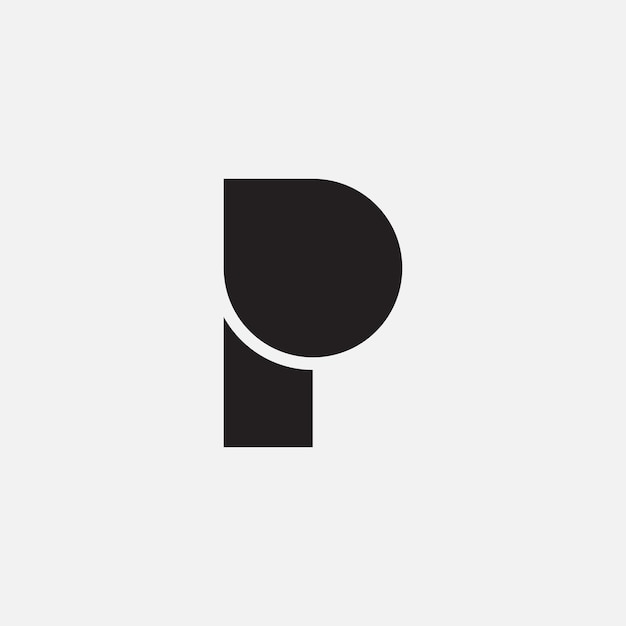 Plik wektorowy litera p z kroplą wody, nowoczesnym, niepowtarzalnym kształtem, czarnym, świeżym logo