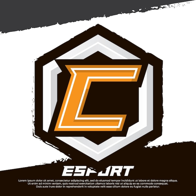 Plik wektorowy litera początkowa c logo gracza projekt logo esport ilustracja projektu z odznaką tarczy dla luksusu