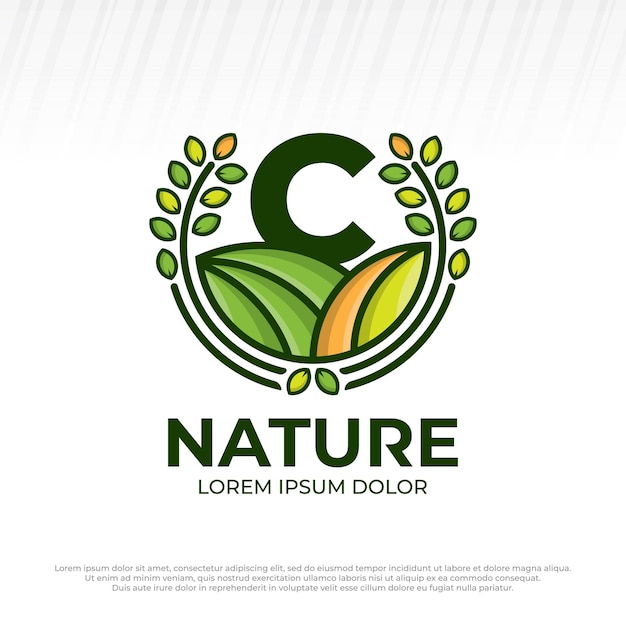 Litera Początkowe C Eko Zielone Gospodarstwo Koło Logo Wektor Vintage Ikona Płaskie Gospodarstwo Logo Naturalna Zielona Odznaka