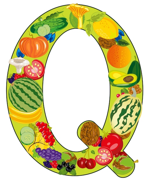 Plik wektorowy litera q angielska z owoców i warzyw