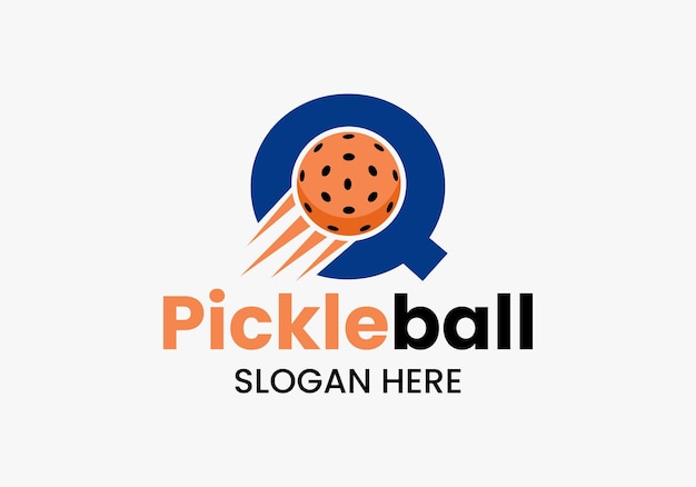 Litera Q Koncepcja Logo Pikleball Z Ruchomym Symbolem Pikleball Szablon Wektor Logo Pikleball