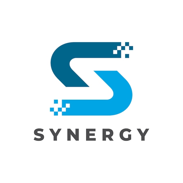 Litera S Negatywna przestrzeń Pixelated Vector Logo Szablon