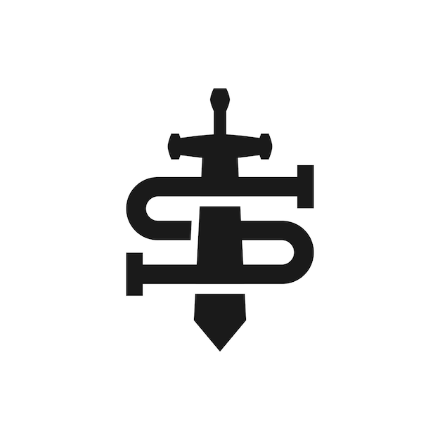 Litera S Z Motywem średniowiecznego Logo W Kształcie Miecza