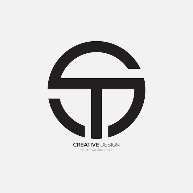 Litera St Lub Ts Kreatywny Zaokrąglony Kształt Unikalne Monogram Eleganckie Logo