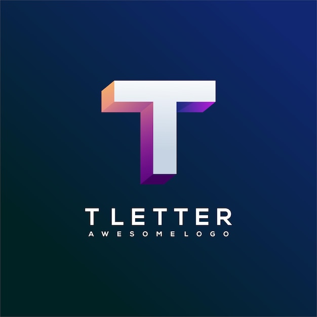 Litera T Logo Gradient Streszczenie Kolorowa Ilustracja