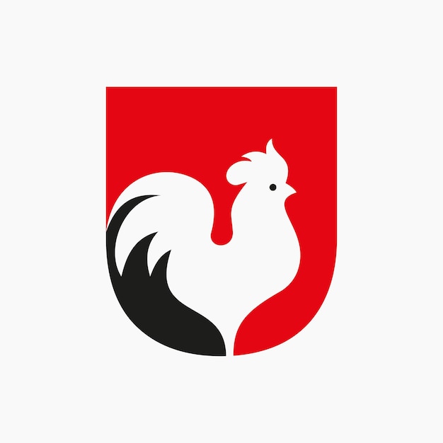 Litera U Drób Logo Z Kura Symbol Kurczaka Logo Szablon Wektor Westchnienie Koguta