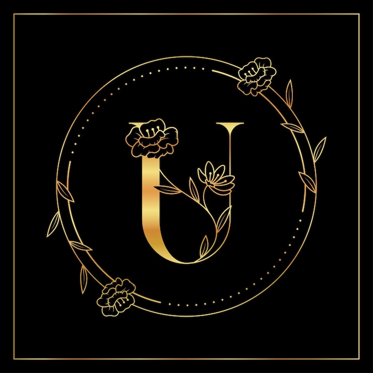 Wektor litera u złote kwiatowe luksusowe i eleganckie logo
