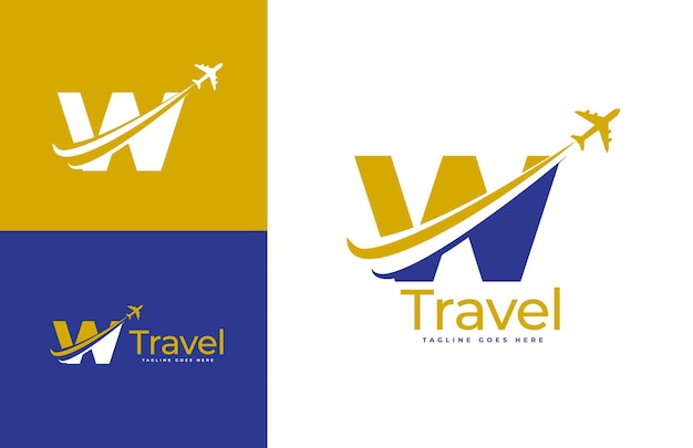 Plik wektorowy litera w air travel szablon wektor logo