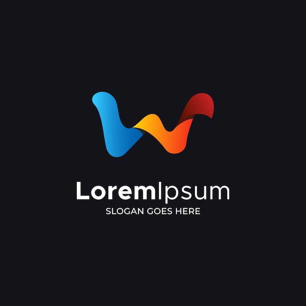 Litera w Logo W Stylu Kolorów Premium Wektorów