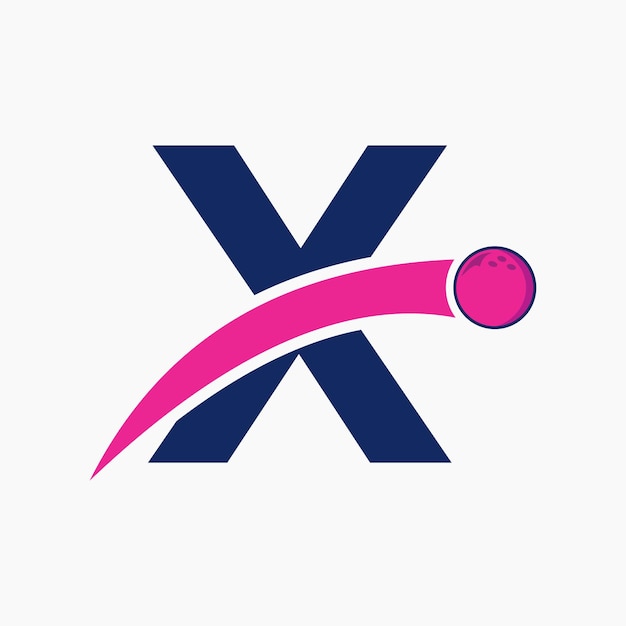 Litera X Bowling Logo Kula do kręgli Symbol z ruchomą ikoną kuli