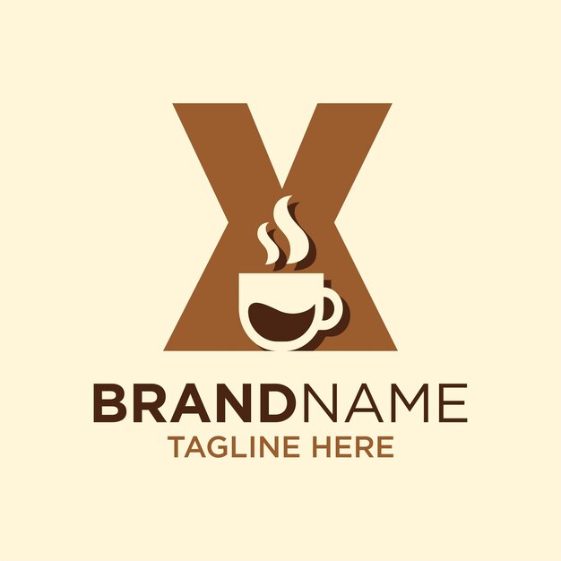 Plik wektorowy litera x filiżanka kawy herbaty czekoladowe logo szablon projektu inspiracji ilustracja wektorowa