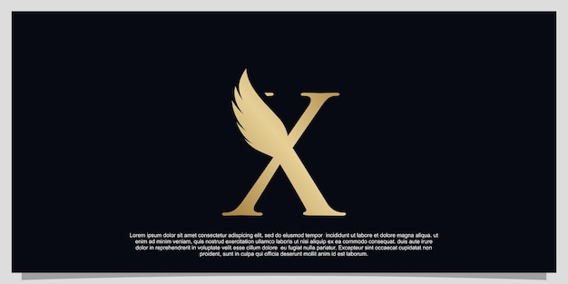 Litera X Skrzydła Projekt Logo Prosta Koncepcja Premium Wektorów