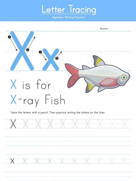 Litera X Tracing Animal Alphabet X Dla X Ray Fish