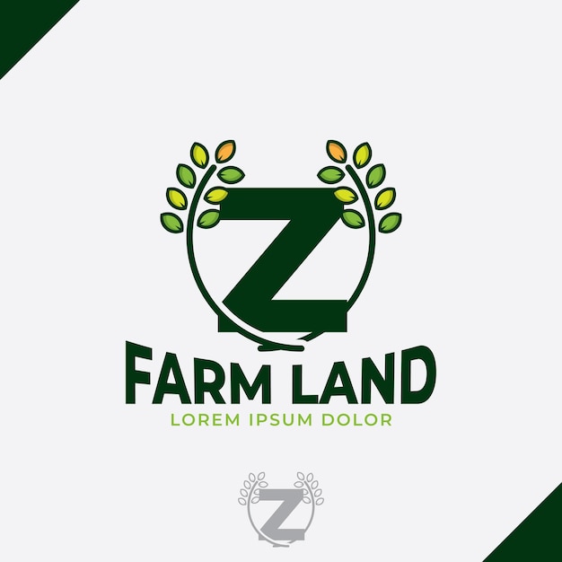 Plik wektorowy litera z eko zielony liść logo farma logo wektor vintage ikona płaskie gospodarstwo logo zielona ikona przyrody