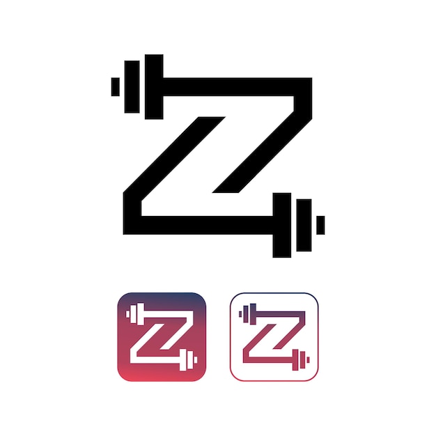 Plik wektorowy litera z ikoną wzoru logo dumbbell