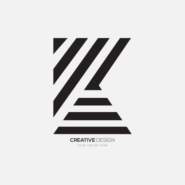 Litera Zk Z Kreatywnym Wzorem Zebry W Kształcie Linii, Stylowym Pomysłem Na Logo Typografii Monogramu