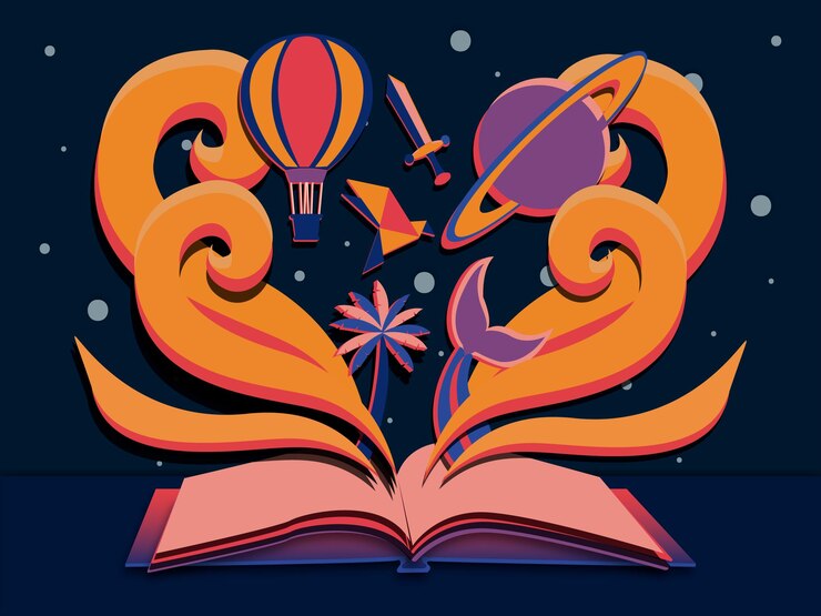 Wektor literatura infantil y juvenil naranja azul yura mate