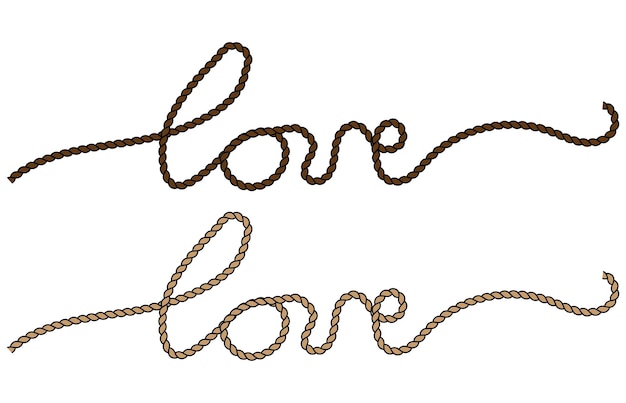 Literowanie Słowo Miłość Z Liny Jak Romantyczny Symbol Na Ilustracji Wektorowych Biały Stock