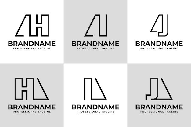 Litery AH HA AI IA AJ JA Monogram Logo
