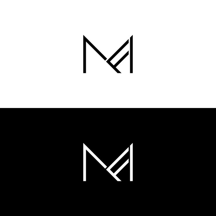 Litery alfabetu inicjały Monogram logo MF FM M i F