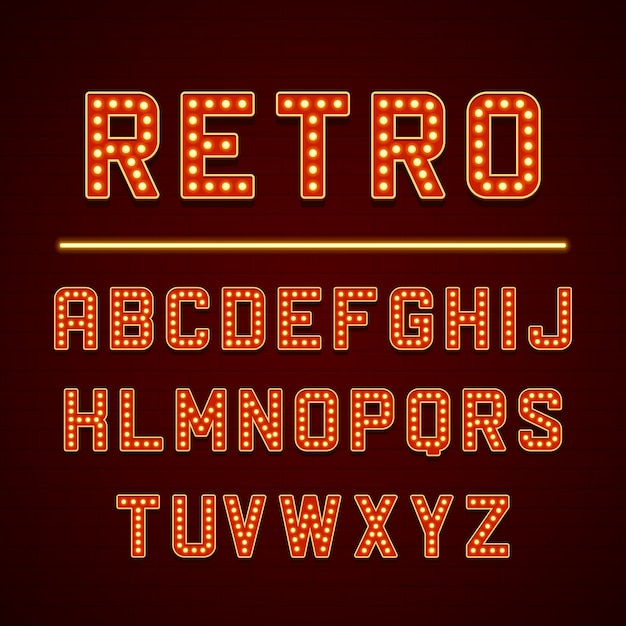 Litery Alfabetu Retro Szyld Z żarówkami