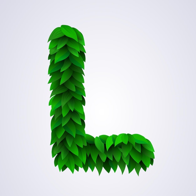 Plik wektorowy litery alfabetu wykonane ze świeżych zielonych liści litera l
