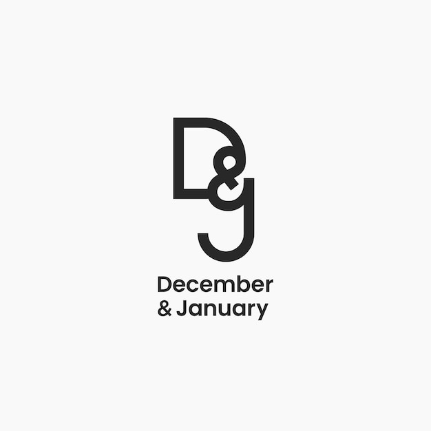 Plik wektorowy litery d i j minimalny projekt logo ilustracja wektorowa dj monogram stylowy ikon logo