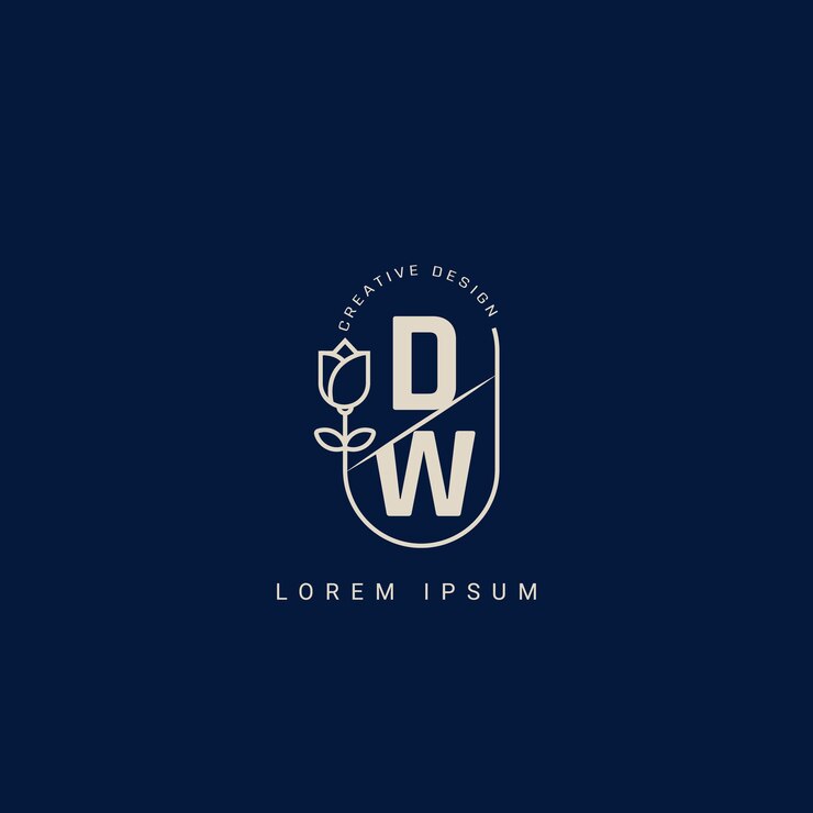 Wektor litery dw i wd kreatywne logo z pięknym kwiatowym koncepcją premium wektora