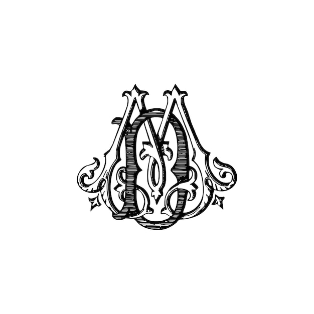 litery monogramowe vintage starożytny projekt początkowy elegancki klasyczny kaligrafia