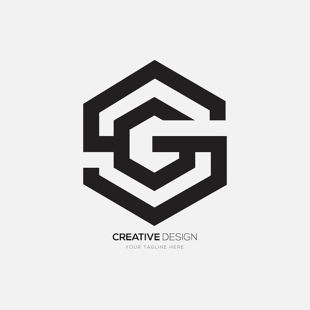 Plik wektorowy litery sg oe gs sześciokątny kształt kreatywne nowoczesne logo monogramu