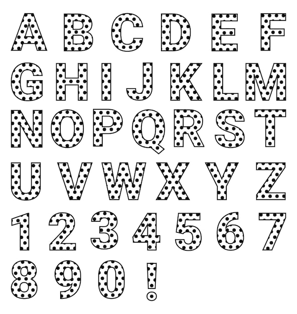 Litery W Kropki Litery Alfabetu I Cyfry Z Wzorem W Kropki