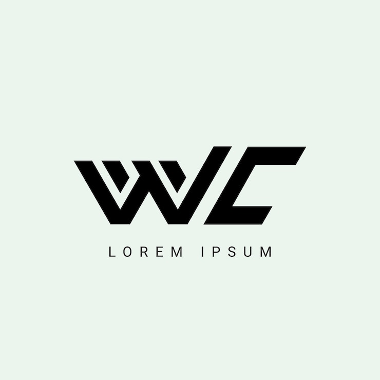 Wektor litery wc i cw monogram początkowe logo geometryczne nowoczesne logo siatki gradientowej