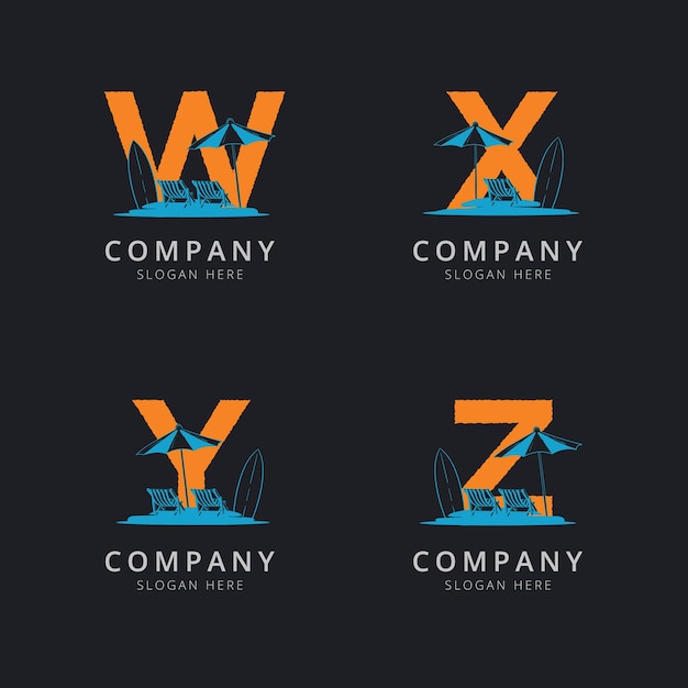 Litery Wxy I Z Z Szablonem Logo Streszczenie Plaży