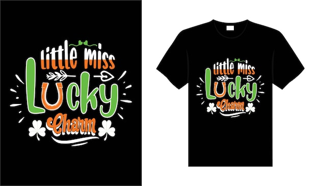 Little Miss Lucky Charm St Patricks Day Typografia Kolorowy Napis Tshirt Design