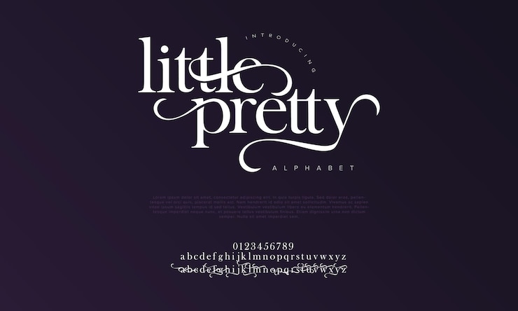 Wektor littlepretty premium luksusowe eleganckie litery alfabetu i cyfry elegancka klasyczna typografia ślubna
