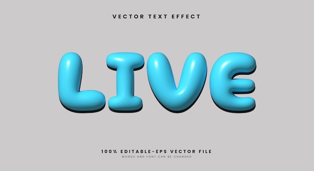 Live Font Glossy Inflated Style 3d edytowalny szablon efektów tekstowych
