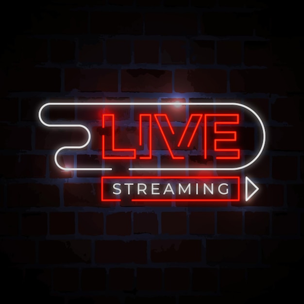 Plik wektorowy live streaming tekst neon sign ilustracja